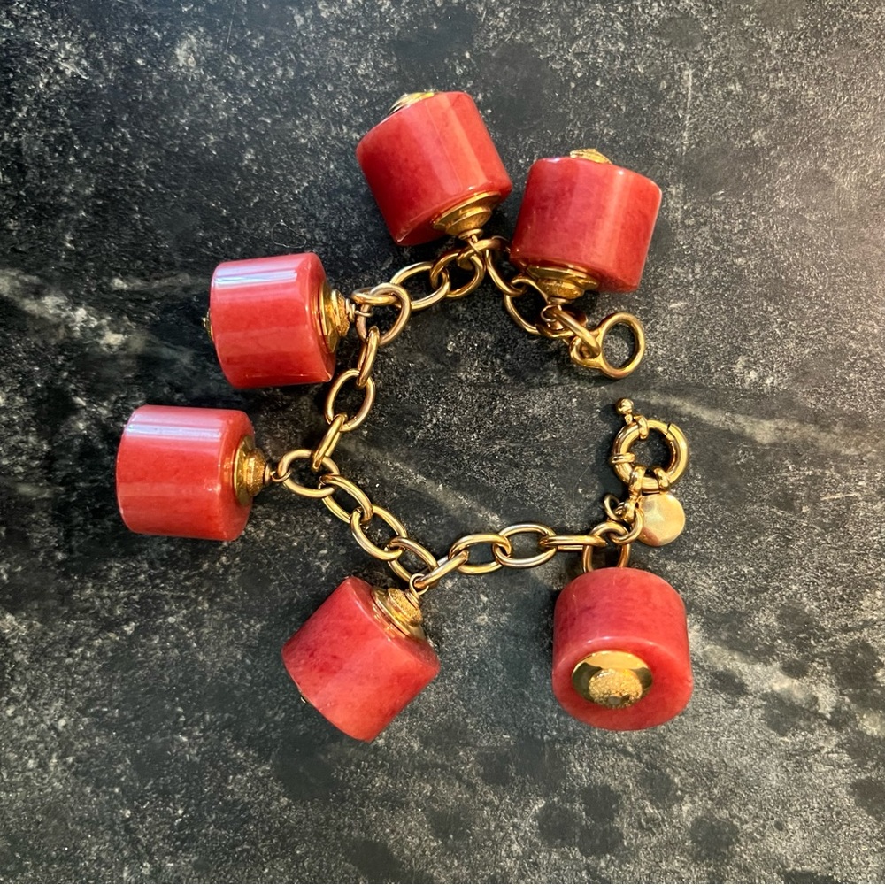 Rare vintage J.Crew Red Quartz Charm Bracelet
